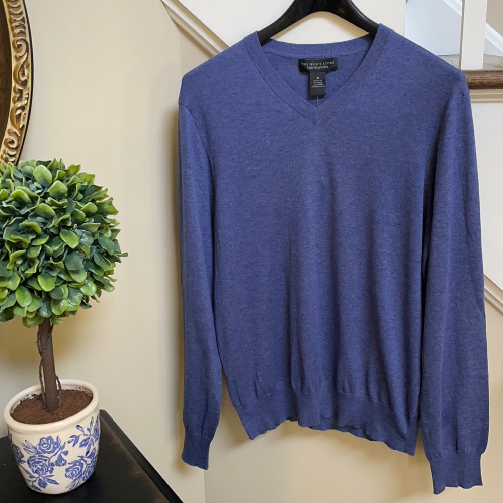 NWT Bloomingdale’s Men’s Store Cashmere Cotton Lightweight Blue Sweater Medium